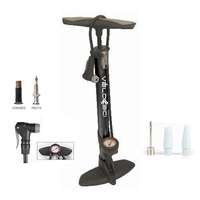 Alloy Bike Floor Pump Clever Valve Gauge Black High Pressure Bicycle Air 