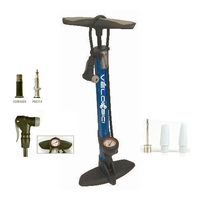 Alloy Bike Floor Pump Clever Valve Gauge Blue High Pressure Bicycle Air